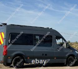 16 S Black AT5 Alloy Wheels For Volkswagen Crafter 6x130 + All Terrain Tyres