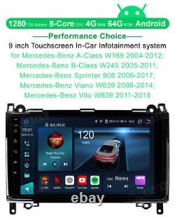 DAB+ CarPlay 64G Android 14 Car Stereo GPS For Mercedes Benz Sprinter VW Crafter