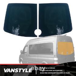 Fits Vw Crafter 0616 Fixed Tinted Window Glass Panes Rear Twin Barn Door Pair