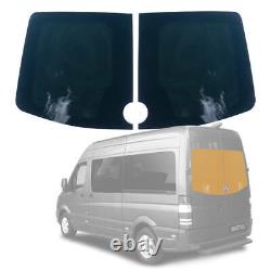 Fits Vw Crafter 0616 Fixed Tinted Window Glass Panes Rear Twin Barn Door Pair