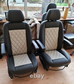 Mercedes Sprinter/VW Crafter Van Seats 2006-17 REAL LEATHER DOUBLE ARMRESTS