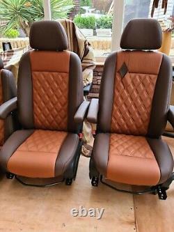 Mercedes Sprinter/VW Crafter Van Seats 2006-17 REAL LEATHER DOUBLE ARMRESTS