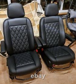 Mercedes Sprinter/VW Crafter Van Seats 2006-17 REAL LEATHER DOUBLE ARMRESTS