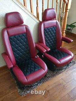 Mercedes Sprinter/VW Crafter Van Seats 2006-17 REAL LEATHER DOUBLE ARMRESTS