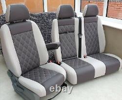 Mercedes Sprinter/VW Crafter Van Seats 2006-17 REAL LEATHER DOUBLE ARMRESTS