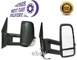 VW Crafter 2006-2017 Manual Long Arm Door Wing Mirror Right & Left Set